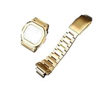 Correa de reloj adecuada for Casio G-SHOCK DW5600 GW-B5600 GWM5610 caja de reloj con bisel de metal de acero inoxidable(Golden case Strap,5600)