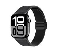 Correa de reloj Apple magnética de cuero genuino Black L