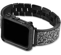 Correa de reloj Case de diamantes+banda de correa 44 mm 44 mm 48 mm 38 mm Cubierta de 42 mm Iwatch Series 5 4 3 3 2 1 Pulsera de acero inoxidable Mujeres 0000 (color: plata, tamaño: 40 mm)