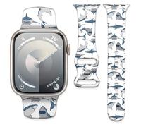 Correa de reloj compatible con Apple Watch de 38 mm, 40 mm, 41 mm, correa de repuesto de silicona suave con cierre clásico para iWatch Series SE, 8, 7, 6, 5, 4, 3, 2, 1 Utral para mujer (tiburón)