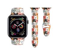 Correa de reloj con diseño de gato divertido y lindo compatible con Apple Watch de 38 mm, 40 mm, 42 mm, 44 mm, correa ajustable de silicona para reloj inteligente con estampado de gato para IWatch Series 7 6 5 4 3 2 1