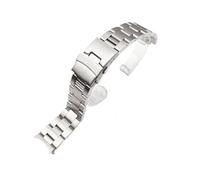 Correa de reloj con eslabones de tornillo sólido, extremo curvado hueco plateado de 19mm, compatible con Seiko 5 SNXS73K1 SNXS75 SNXS77 SNXS79K1 SNX79J1