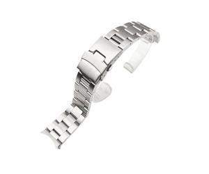 Correa de reloj con eslabones de tornillo sólido, extremo curvado hueco plateado de 19mm, compatible con Seiko 5 SNXS73K1 SNXS75 SNXS77 SNXS79K1 SNX79J1