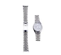 Correa de reloj con eslabones de tornillo sólido, extremo curvado hueco plateado de 19mm, correa de Jubileo apta for Seiko 5 SNXS73K1 SNXS75 SNXS77 SNXS79K1 SNX79J1