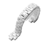 Correa de Reloj Convexa de cerámica, Reloj Blanco y Negro for Pulsera J12, Correa de 16mm y 19mm, Hebilla Plegable con eslabones sólidos Especiales(White,19mm)