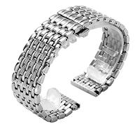 Correa de Reloj, Correa de Reloj de Acero Inoxidable Plateada de 18/20/22 mm, botón pulsador, Cierre Oculto, eslabón sólido Ajustable + 2 Pares de Barras de Resorte (Color de la Correa: Plata, Ancho