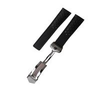 Correa de reloj, correa de reloj de cuero Correa de reloj de piel de vaca negra lisa suave 19 mm 20 mm 22 mm con hebillas especiales que se adaptan a la etiqueta for hombres(Black line silver,22mm)