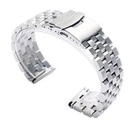 Correa de Reloj Correa de Reloj Plateada de 24 mm Correa de Reloj de Pulsera Cierre Plegable de Repuesto con Pulsera de Acero Inoxidable de Seguridad Cool Men + Pulsera de 2 Barras de Resorte