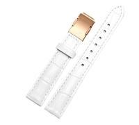 Correa de reloj cuero genuino compatible con Casio Sheen Series She-5010/5018 5012 5023, correa for mujer hebilla plegable 16 mm(White-rose gold,18mm)