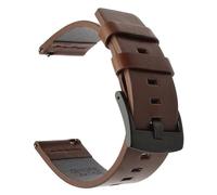 Correa de reloj de 20 mm y 22 mm Correa de cuero de liberación rápida para Samsung Galaxy Watch 3 Active2 40 44 mm para Huawei Watch gt 2 WatchBand 18 24 mm, cinturón marrón con hebilla negra, 24 mm