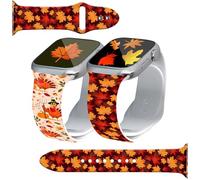 Correa de reloj de Acción de Gracias compatible con correas de Apple Watch de 1.496 pulgadas, 1.575 pulgadas, 1.614 pulgadas, correa de repuesto de silicona suave para iWatch Series Ultra 9 8 7 6 5 4