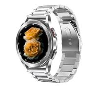 Correa de reloj de acero inoxidable, Compatible with Samsung Galaxy Watch Band 7/FE/6/5/4/3 & Watch 5 Pro & 6/4 Classic & Gear S3/S2, 20mm & 22mm con cierre de mariposa de doble botón, Plata