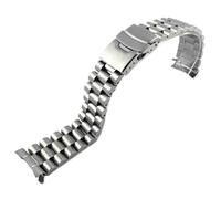 Correa de reloj de acero inoxidable con extremo curvo de 20/22 mm for Casio Duro MDV106/107-1A(A-silvery 3,20mm-With Logo)