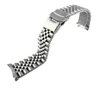 Correa de reloj de acero inoxidable con extremo curvo de 20/22 mm for Casio Duro MDV106/107-1A(Silvery 5,20mm-With Logo)