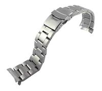 Correa de reloj de acero inoxidable con extremo curvo de 20/22 mm for Casio Duro MDV106/107-1A(Silvery 3,22mm-With Logo)