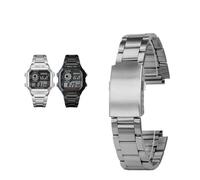 Correa de reloj de acero inoxidable de 18 mm compatible con Casio Small Square 3299 AE-1200WH/1300WH/W-218/AE1200(Silver)