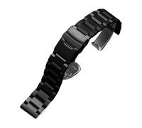 Correa de reloj de acero inoxidable macizo de 18/19/20/21/22/23/24/25 mm con hebilla de metal, accesorios de pulsera universales for hombres y mujeres(Black,25mm)