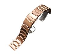 Correa de reloj de acero inoxidable macizo de 18/19/20/21/22/23/24/25 mm con hebilla de metal, accesorios de pulsera universales for hombres y mujeres(Rose gold,23mm)