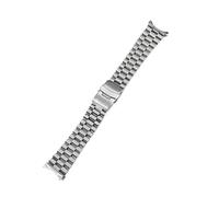 Correa de reloj de buceo Oyster de acero inoxidable sólido de 22 mm con logotipo apto for Casio Duro MDV106/MDV107, acero cepillado con cierre plegable(Silver-medium)