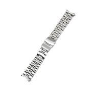 Correa de reloj de buceo Oyster de acero inoxidable sólido de 22 mm con logotipo apto for Casio Duro MDV106/MDV107, acero cepillado con cierre plegable(Silver - large)