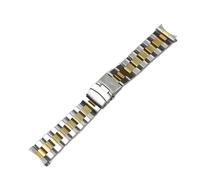 Correa de reloj de buceo Oyster de acero inoxidable sólido de 22 mm con logotipo apto for Casio Duro MDV106/MDV107, acero cepillado con cierre plegable(Gold - large)