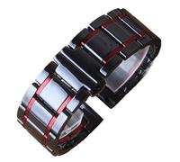 Correa de reloj de cerámica con pasador de liberación rápida, repuesto universal, pulsera negra con correa roja dorada, 20 mm, 21 mm, 22 mm, 23 mm y 24 mm for mujeres y hombres(Black with red,22mm)