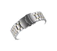 Correa de reloj de cierre rápido, Correa de reloj de acero inoxidable for hombre y mujer, accesorio de pulsera con hebilla de doble cierre sólido de Metal, 18mm, 20mm, 22mm y 24mm, extremo curvado(Sil