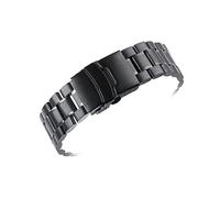 Correa de reloj de cierre rápido, Correa de reloj de acero inoxidable for hombre y mujer, accesorio de pulsera con hebilla de doble cierre sólido de Metal, 18mm, 20mm, 22mm y 24mm, extremo curvado(Bla