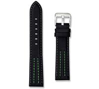 Correa de reloj de cuero a rayas | Correa de reloj negra de repuesto premium | Costuras rojas, verdes, grises, azules y amarillas | 18 mm, 20 mm, 22 mm, correa de reloj deportiva para hombre y mujer |