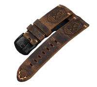 Correa de reloj de cuero acolchada hecha a mano, primera capa de cuero vacuno, 20-26 mm de ancho, cojín grueso de 4 mm, pulsera marrón para hombre, 20mm, Acetato, No es una piedra preciosa