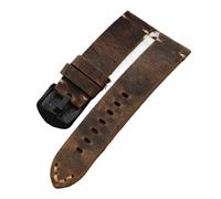 Correa de reloj de cuero acolchada hecha a mano, primera capa de cuero vacuno, 20-26 mm de ancho, cojín grueso de 4 mm, pulsera marrón para hombre, 24mm, Acetato, No es una piedra preciosa