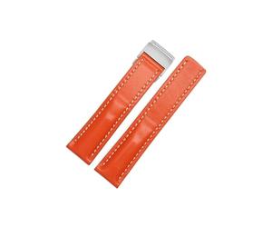 Correa de reloj de cuero auténtico italiano, apta for Breitling, 22/24mm, compatible con Premier B01 Colt Chronograph Avenger AVIATOR 8, hebilla 316L ( Color : Orange , Size : 24mmRoseGold Buckle )