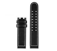 Correa de reloj de cuero con clavos de 20 mm y 22 mm compatible con la serie Hamilton Khaki H77616533 H70615733 Correa de reloj for hombre(A Black white-no BK,20mm)
