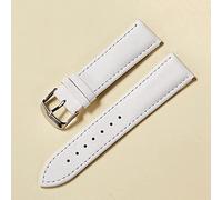 Correa de Reloj de Cuero de 14 mm, 16 mm, 18 mm, 20 mm y 22 mm para Mujer y Hombre, Accesorios con Hebilla sólida, Color Negro y Rojo (tamaño 22 mm) (Negro 16 mm) (Blanco)