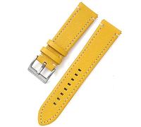 Correa de reloj de cuero de doble cara de 18 mm, 20 mm, 22 mm y 24 mm con liberación rápida para hombre y mujer, color amarillo, rojo y negro, accesorios (color: talla 24 mm) (naranja 22 mm) (amarill