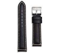 Correa de reloj de cuero de grano de pin, color negro y marrón, 20 mm y 22 mm, correa de repuesto de piel de becerro italiana auténtica para hombres y mujeres, punto de contraste blanco vintage,