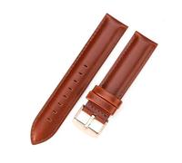 Correa de reloj de cuero for mujer, 12/13 mm, 14 mm, 17 mm, 18 mm, 19 mm, 20 mm y 22 mm, correa de reloj for hombre(Red Brown-RoseGold,20mm)