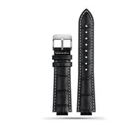 Correa de reloj de cuero genuino compatible con L-ouis Vuitton LV Tambour Q1121 Q114k Correa de reloj convexa for hombre de 12 mm y 10 mm Pulsera for hombre y mujer(B-black a-silver,18.10mm)