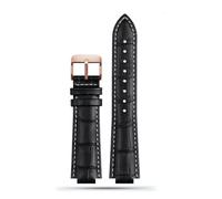 Correa de reloj de cuero genuino compatible con L-ouis Vuitton LV Tambour Q1121 Q114k Correa de reloj convexa for hombre de 12 mm y 10 mm Pulsera for hombre y mujer(B-black a-rose gold,21.12mm)