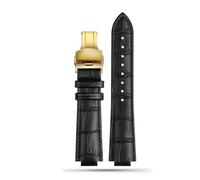 Correa de reloj de cuero genuino compatible con L-ouis Vuitton LV Tambour Q1121 Q114k Correa de reloj convexa for hombre de 12 mm y 10 mm Pulsera for hombre y mujer(A-black-gold,18.10mm)