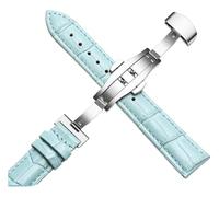 Correa de reloj de cuero genuino con hebilla de mariposa, pulsera universal para hombre de 12 a 22mm, Color 10, 16 mm