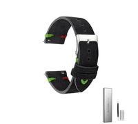 Correa de reloj de cuero genuino de ante Vintage, correa de reloj negra de liberación rápida, correas de 18mm, 20mm y 22mm for mujeres y hombres, accesorios de reloj(Black-Red Green Line,24mm)