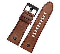 Correa de Reloj de Cuero Genuino para Correa de Reloj diésel DZ4476/4482 DZ7408 7406 4318 Correa 22 24 26 1.102 in de Gran tamaño para Hombre (Color: 15 marrón Negro, tamaño: 1.024 in)