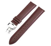 Correa de reloj de cuero genuino, pulsera con hebilla de mariposa, accesorios para reloj, Café, 17mm