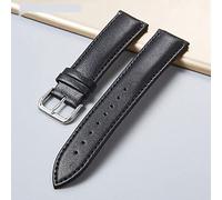 Correa de Reloj de Cuero Genuino, Sencilla, Color Negro Bruin, de 16 a 24 mm, con Hebilla de Acero Inoxidable, Nueva Pulsera para Hombre y Mujer (Talla 22 mm) (Negro 18 mm)