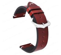 Correa de reloj de cuero vintage de 18 mm, 19 mm, 20 mm, 21 mm, 22 mm y 24 mm, accesorios universales for correas de reloj con hebilla de pasador(Red,18mm)