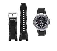 Correa de reloj de cuero y lona for hombre, 26MM, apta for Casio GST-B100 S130 W300GL 400G W330 GST-W120L s120 W130L S100 Series, accesorios for relojes(Black white silver)