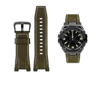 Correa de reloj de cuero y lona for hombre, 26MM, apta for Casio GST-B100 S130 W300GL 400G W330 GST-W120L s120 W130L S100 Series, accesorios for relojes(Green black buckle)