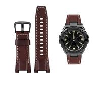 Correa de reloj de cuero y lona for hombre, 26MM, apta for Casio GST-B100 S130 W300GL 400G W330 GST-W120L s120 W130L S100 Series, accesorios for relojes(Brown black buckle)