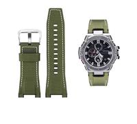 Correa de reloj de cuero y lona for hombre, 26MM, apta for Casio GST-B100 S130 W300GL 400G W330 GST-W120L s120 W130L S100 Series, accesorios for relojes(Green canvas silver)